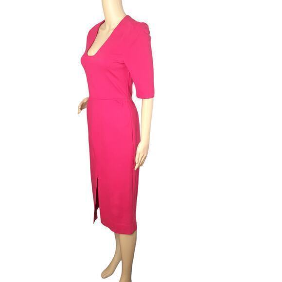 Diane Von Furstenberg Midi Dress Size 6 DVF‎ Flattering Stretch Sheath Pink - Picture 5 of 9